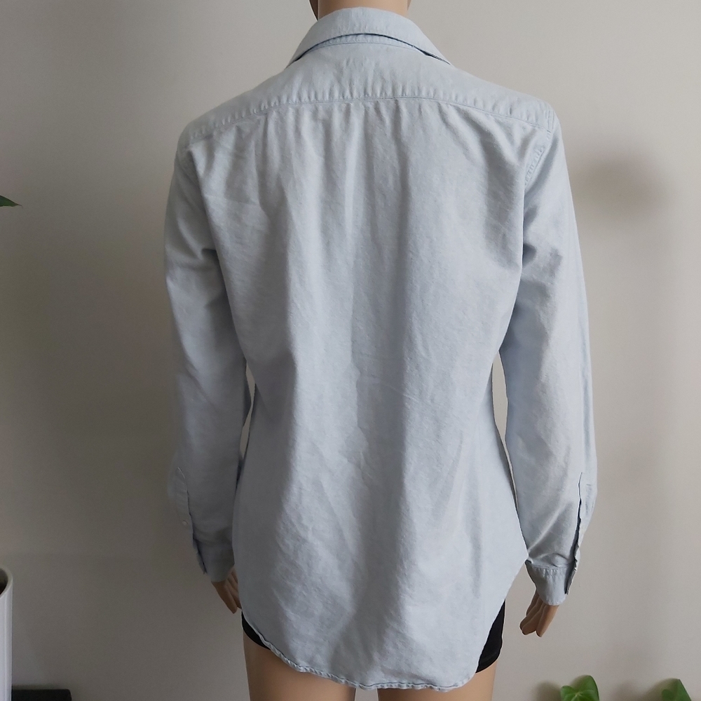 Fossil light blue chambray button down shirt long sleeves - Picture 7 of 15